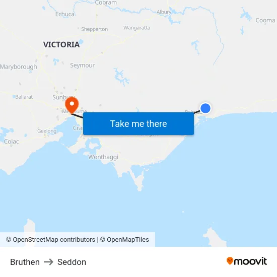 Bruthen to Seddon map