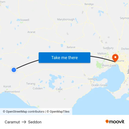 Caramut to Seddon map