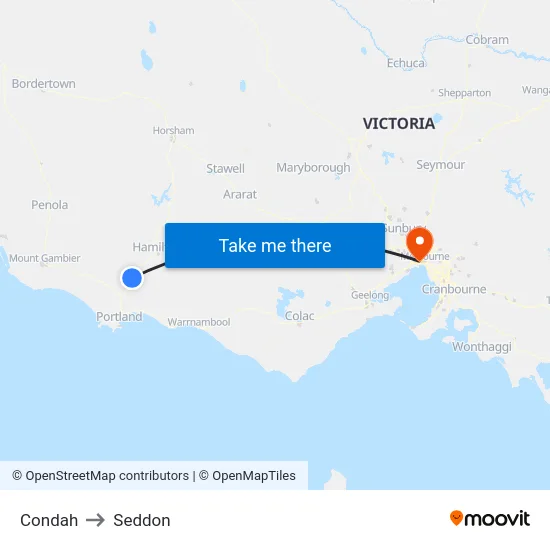 Condah to Seddon map