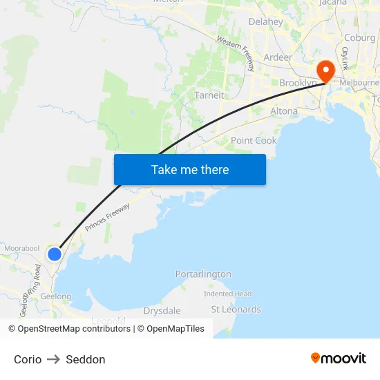 Corio to Seddon map