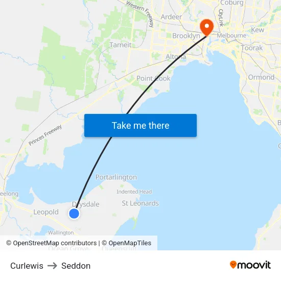 Curlewis to Seddon map