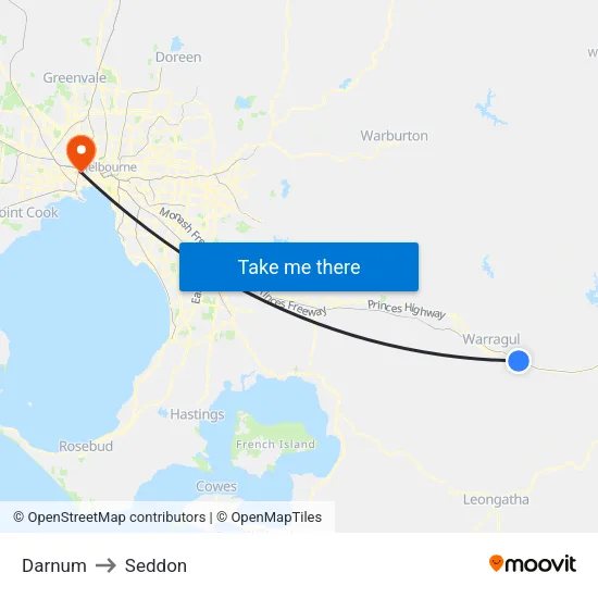 Darnum to Seddon map