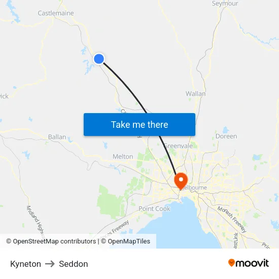 Kyneton to Seddon map