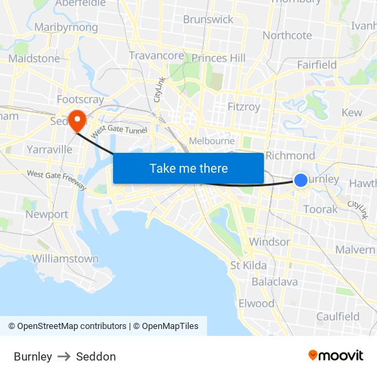 Burnley to Seddon map