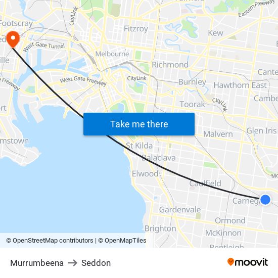 Murrumbeena to Seddon map