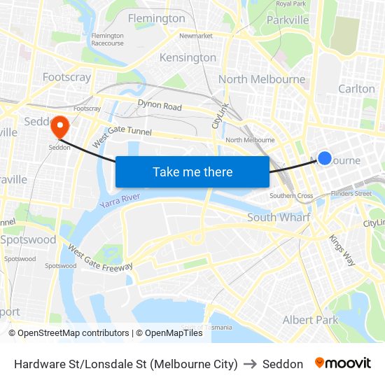 Hardware St/Lonsdale St (Melbourne City) to Seddon map