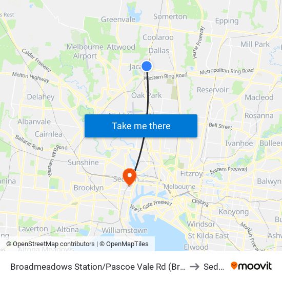 Broadmeadows Station/Pascoe Vale Rd (Broadmeadows) to Seddon map