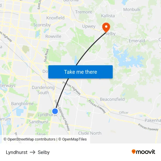 Lyndhurst to Selby map