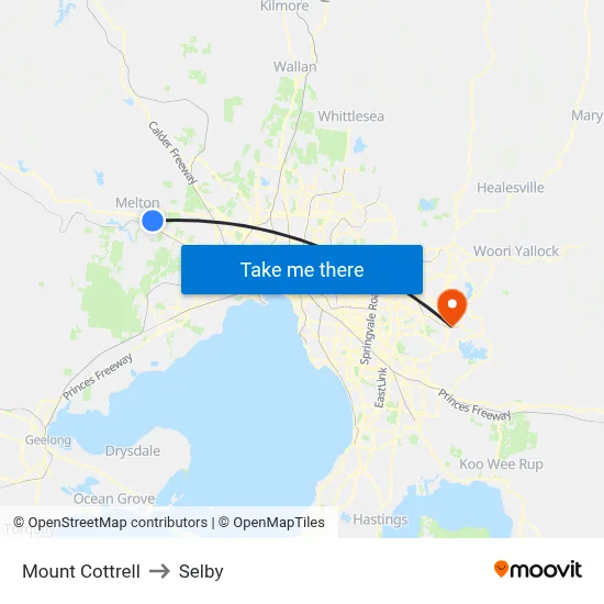 Mount Cottrell to Selby map