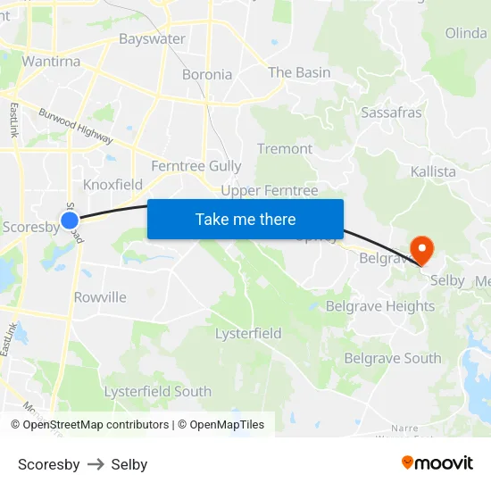 Scoresby to Selby map