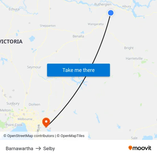 Barnawartha to Selby map