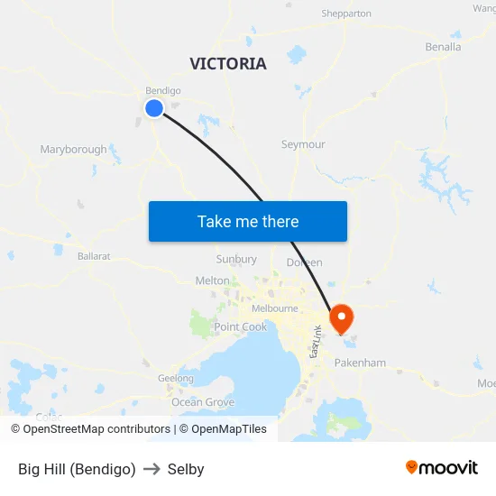 Big Hill (Bendigo) to Selby map