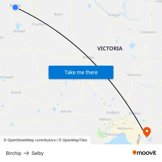 Birchip to Selby map
