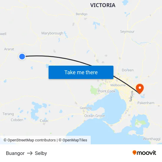 Buangor to Selby map