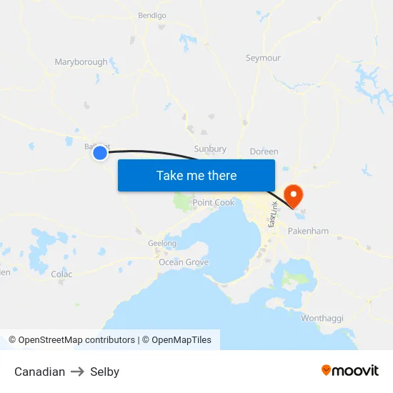 Canadian to Selby map