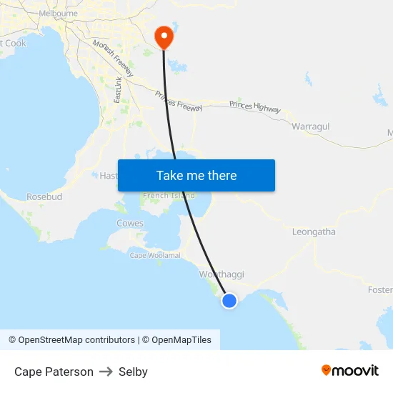 Cape Paterson to Selby map