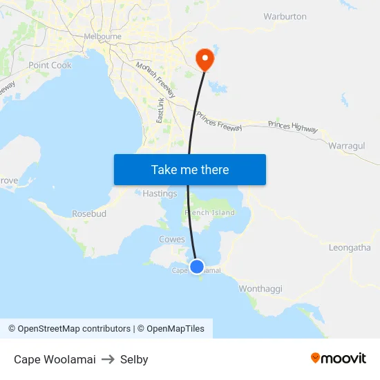 Cape Woolamai to Selby map