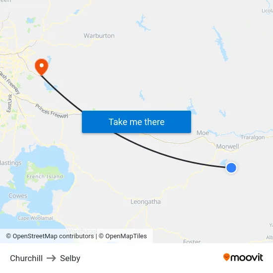 Churchill to Selby map