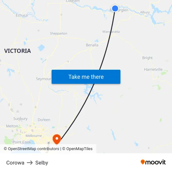 Corowa to Selby map