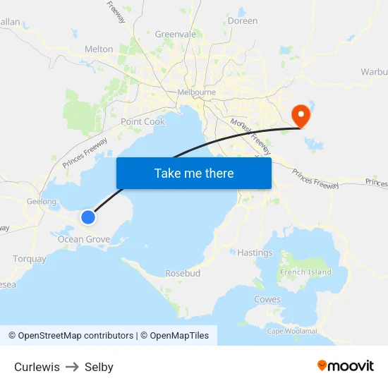 Curlewis to Selby map