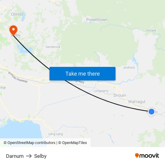 Darnum to Selby map