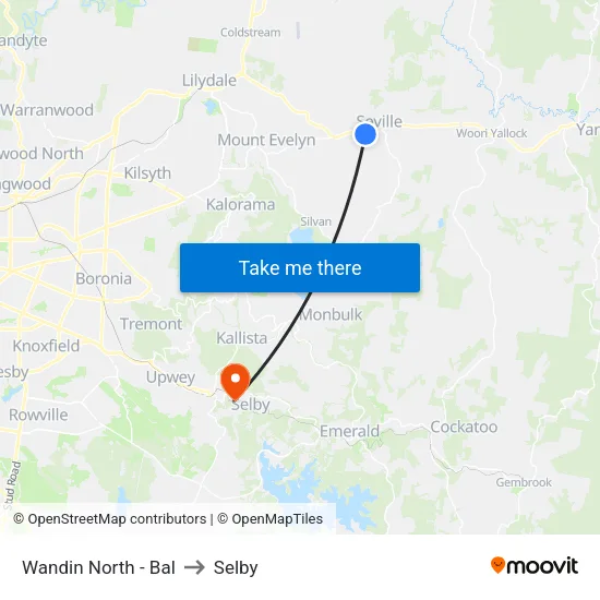 Wandin North - Bal to Selby map