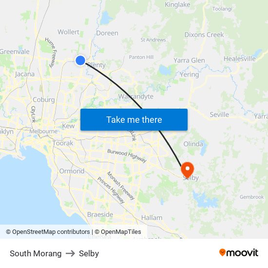 South Morang to Selby map