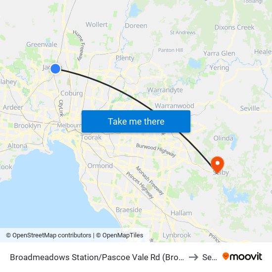Broadmeadows Station/Pascoe Vale Rd (Broadmeadows) to Selby map