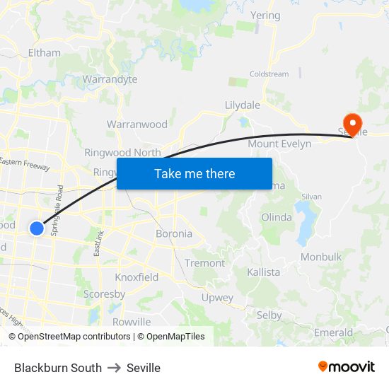 Blackburn South to Seville map