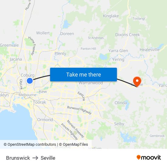 Brunswick to Seville map