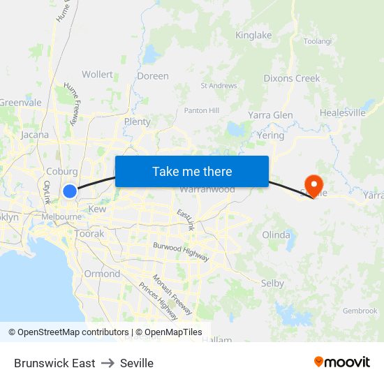 Brunswick East to Seville map
