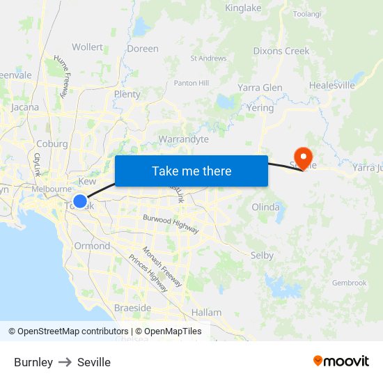 Burnley to Seville map