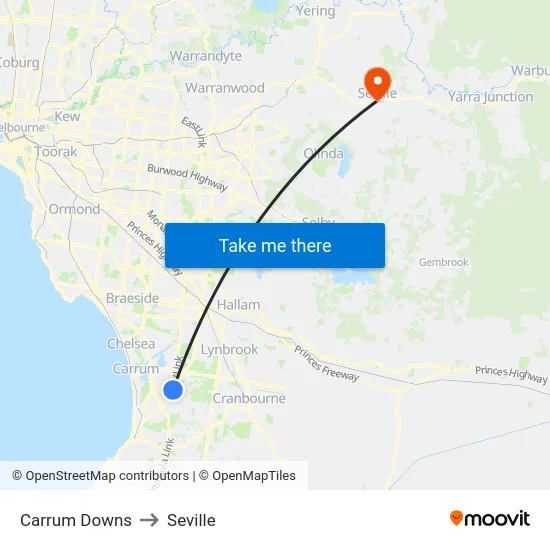 Carrum Downs to Seville map