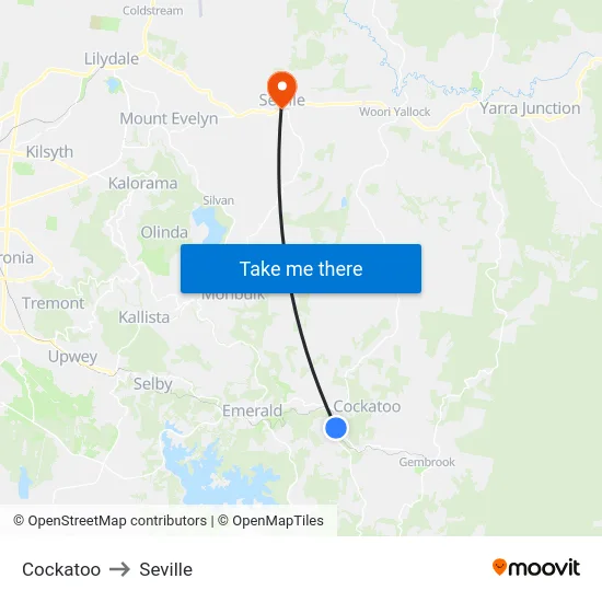 Cockatoo to Seville map