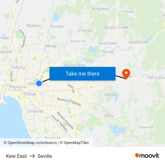 Kew East to Seville map