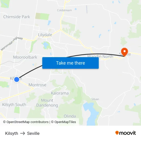 Kilsyth to Seville map