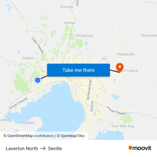 Laverton North to Seville map