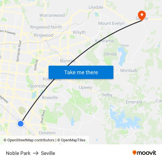 Noble Park to Seville map