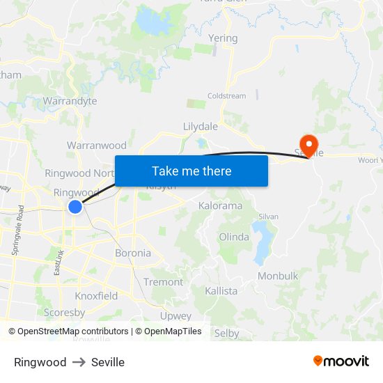 Ringwood to Seville map