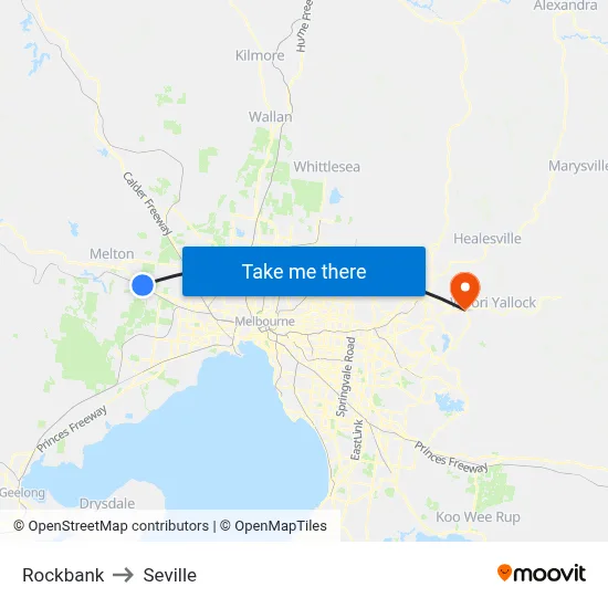 Rockbank to Seville map