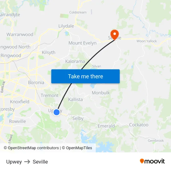 Upwey to Seville map