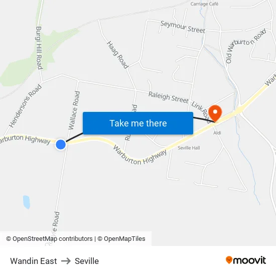 Wandin East to Seville map