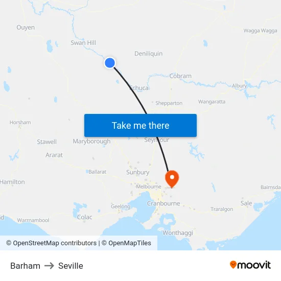 Barham to Seville map