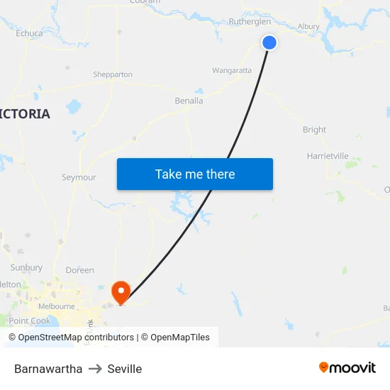 Barnawartha to Seville map