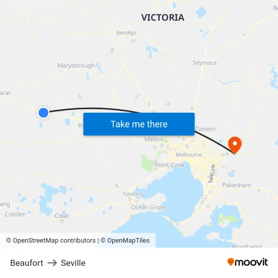 Beaufort to Seville map