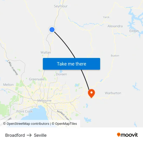 Broadford to Seville map
