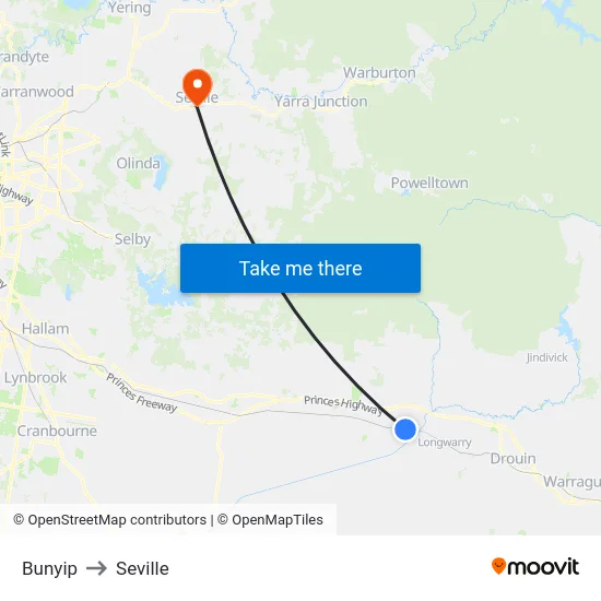 Bunyip to Seville map