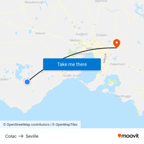 Colac to Seville map