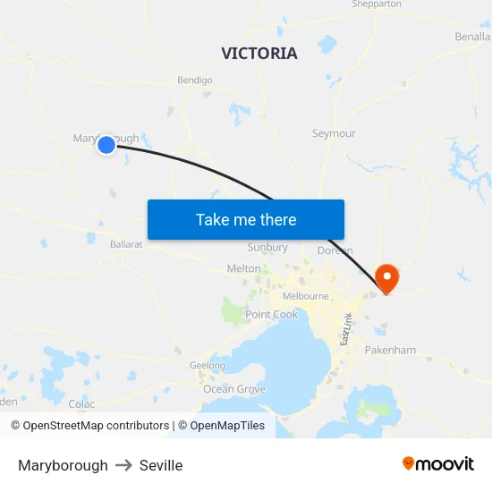 Maryborough to Seville map