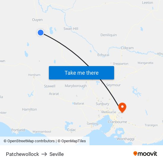 Patchewollock to Seville map